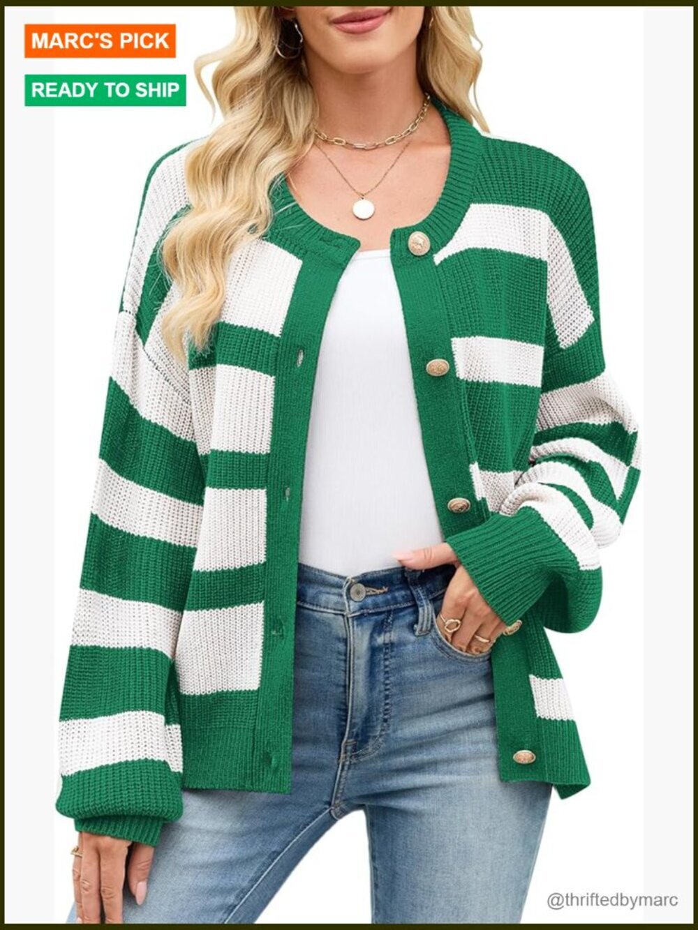 Striped Long Sleeve Button Down Cardigan Sweater Lightweight